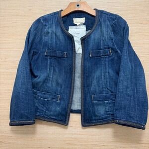 Current/Elliott Blue Bayou Denim Cardigan Jacket 1960s‎ Tweed check measurements